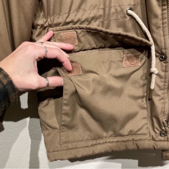 Vintage Brown Oversized utility coat with quilted inside & hood - Picture 7 of 15